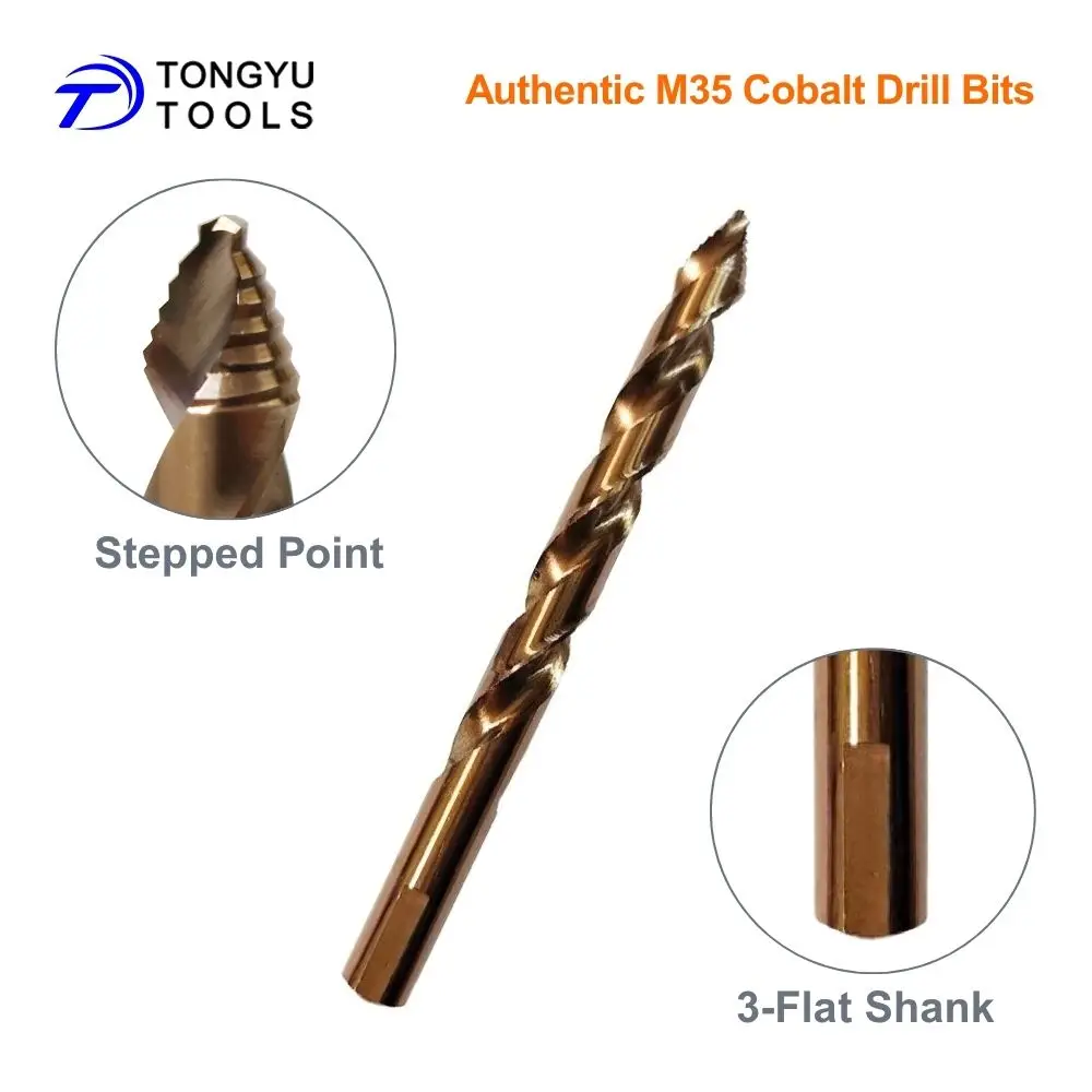 

M35 Cobalt HSS Co5% Drill Bit 1/16 to 1/2 Inch Twist Drill Bit for Stainless Steel Hard Metal Jobber Length Stepped Point
