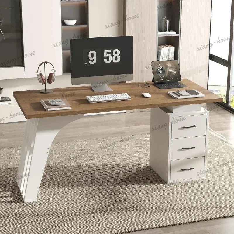 LD Sturdy 63 Inch Executive Desk, Large Spacious Desktop Wood Workstation for Home Office, Customized