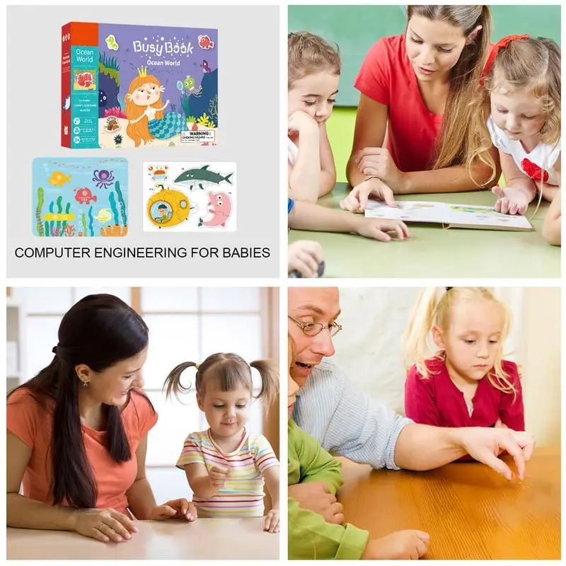 Kids Activity Book Educational Cartoon Design Sensory Toys Kindergarten Busy Book Kids Preschool Learning Activities No-Cut For