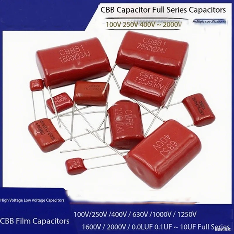 10PCS CBB Metal Film Capacitors  450V 250V 400V 630V 1000V 1600V 1250V 220PF 470PF 10NF 1UF 22NF 100NF 220NF 330NF 470NF 680N