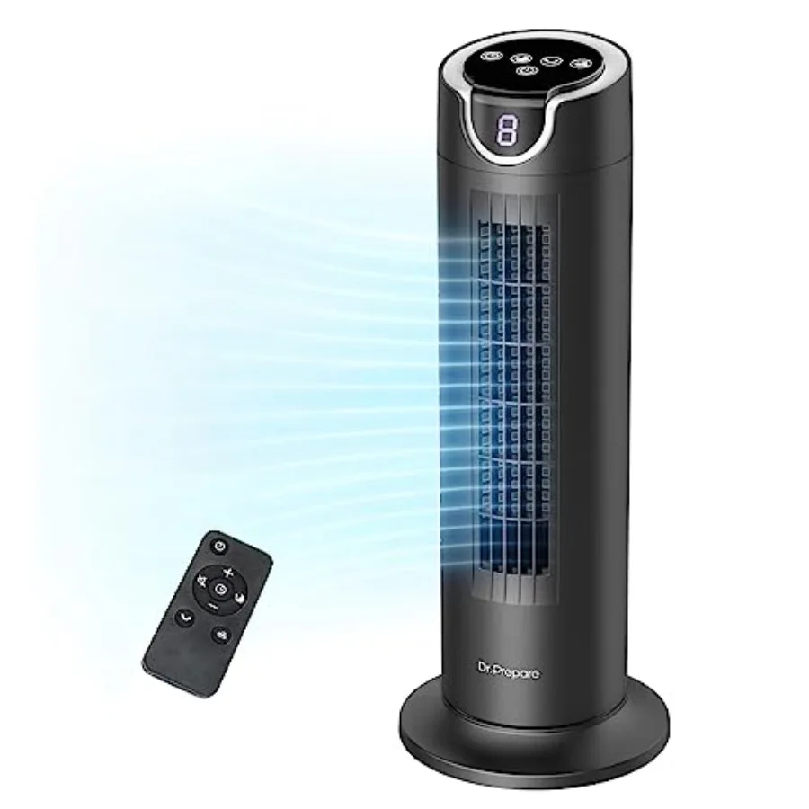 

Tower Fan for Bedroom, 25 dB Quiet DC Bladeless Fan with Remote, 8 Speeds, 1-8H Timer, 80° Oscillating Fans for Indoors, 16 Inc