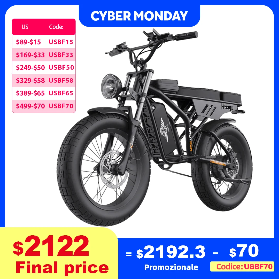 

Freego F3 Electric Bike for Adults Dual Motor 55Ah Dual Battery 25-inch Fat Tires Off Road Electric Bicycle E Bike UL Certified
