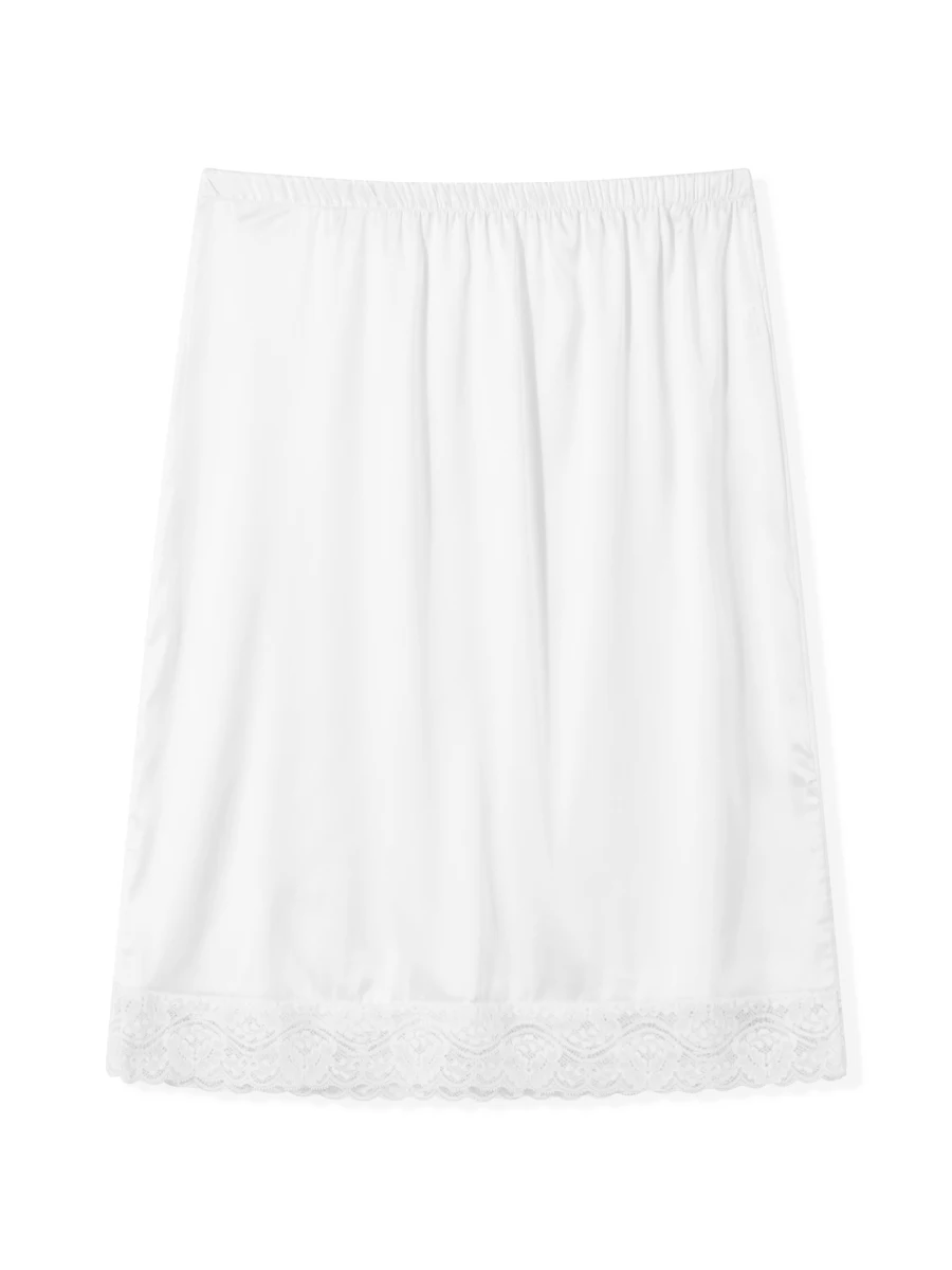 Women s Satin Half Slips Elastic High Waist Lace Trim Skirt Extender Underskirt Anti Static Petticoat for Under Dresses