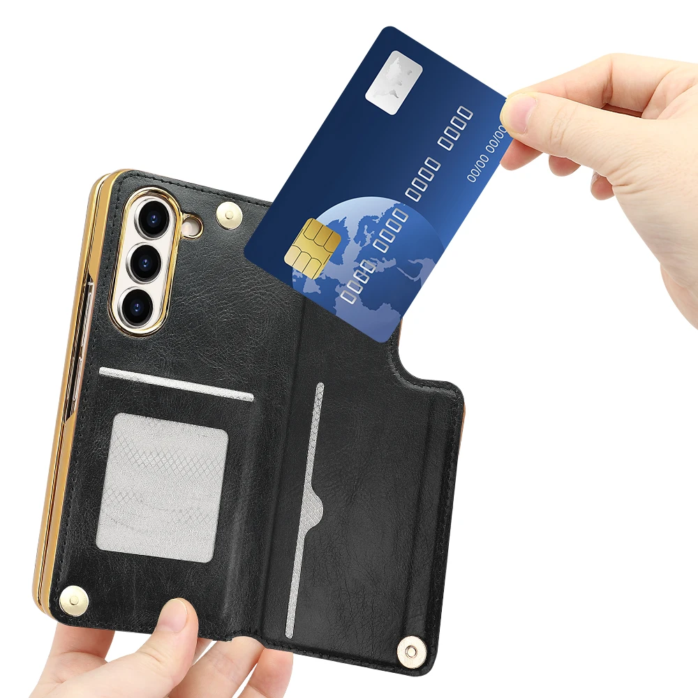 Vietao leather card wallet phone case for samsung galaxy z fold 7 with screen protector&a pen&hand strap, z fold 7 6 5 4 case