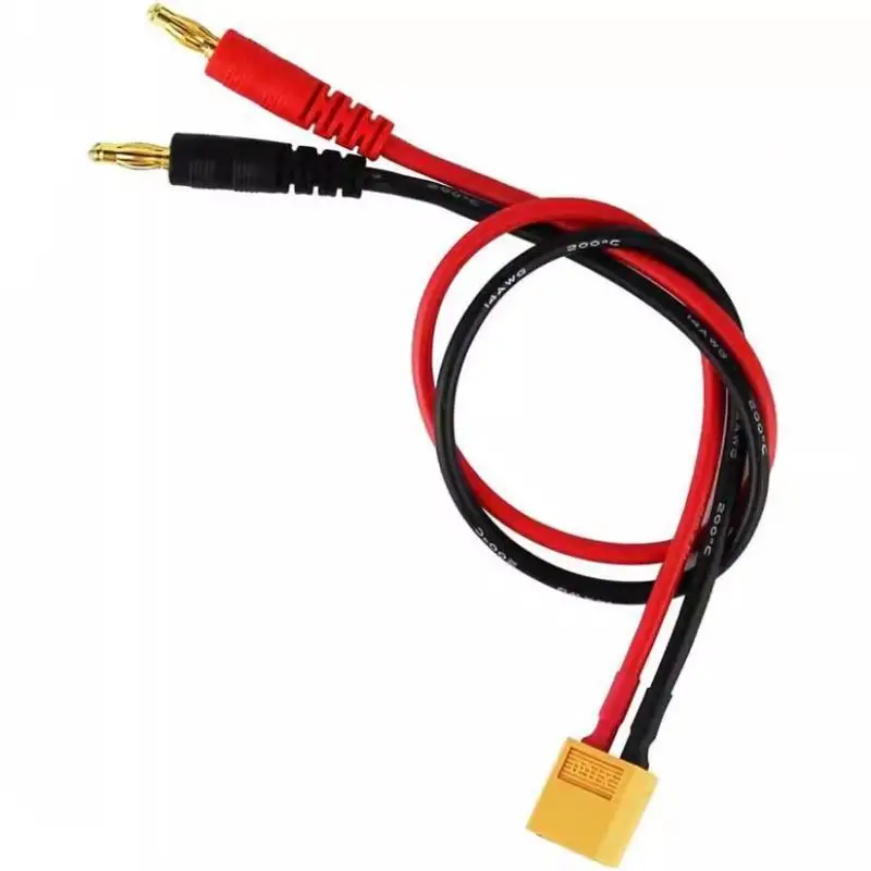 1Pcs XT60 To 4mm Banana Plug Cable 14AWG High Temperature Silicone Wire Adapter Charging Lead For RC Lipo Battery Charger