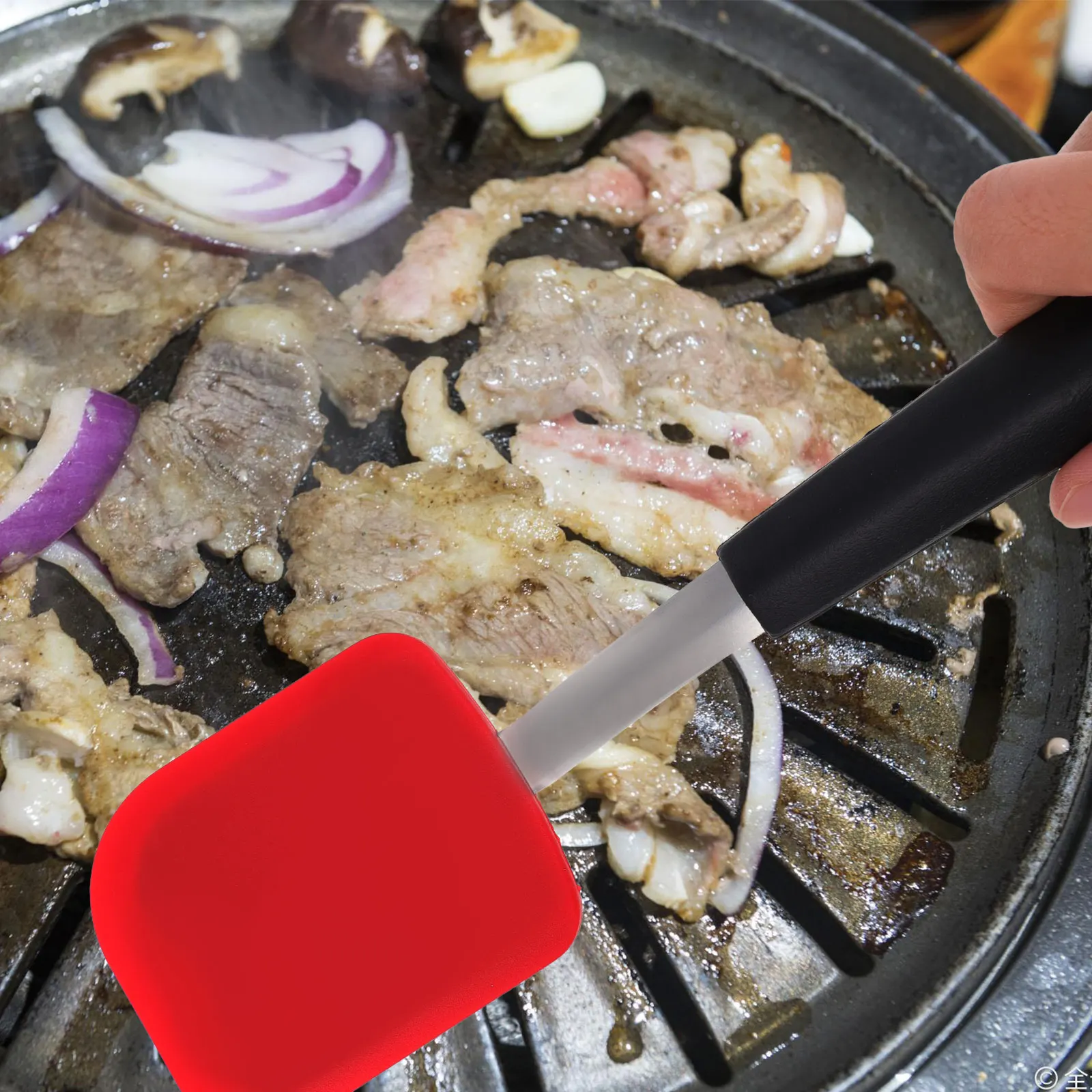

1pc Silicone Frying Spatula Kitchen Cooking Tool Heat Resistant Non-Stick Ergonomic Handle Stainless Steel Baking Turner Wok