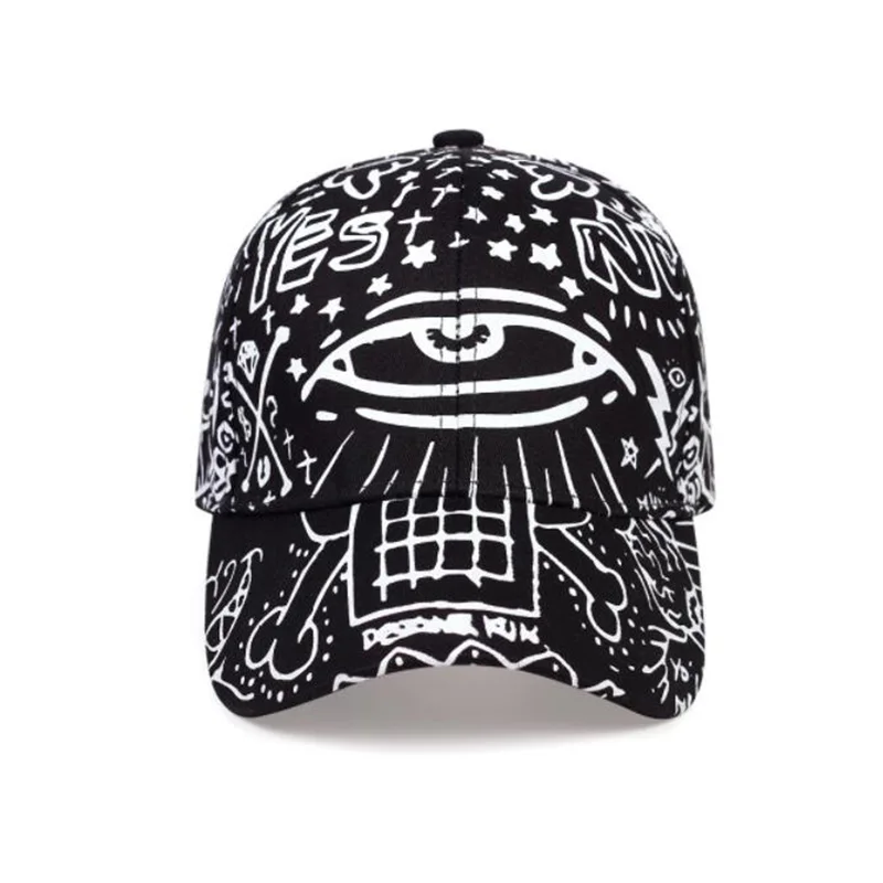 Fashion New Graffiti Eyes Luminous Cap Hip Hop Cap Hats For Men Women Vintage Flat Hat Baseball Cap 70014