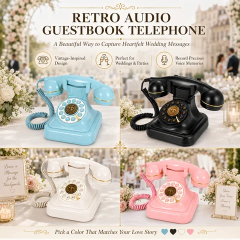 Retro Sesli Ziyaretçi Defteri Telefonu Düğün Tebrik Sesli Mesaj Kaydedici Sesli Kayıt Cihazı Düğün Doğum Günü Partisi Aşk İçin