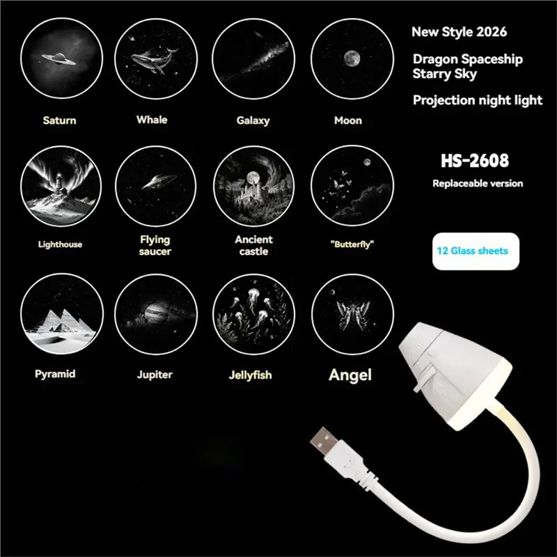 GOOD-Starrys Projector Night Light Adjustable Brightness Portable Galaxy Star Projector Night Light For Car Bedroom 12 Light