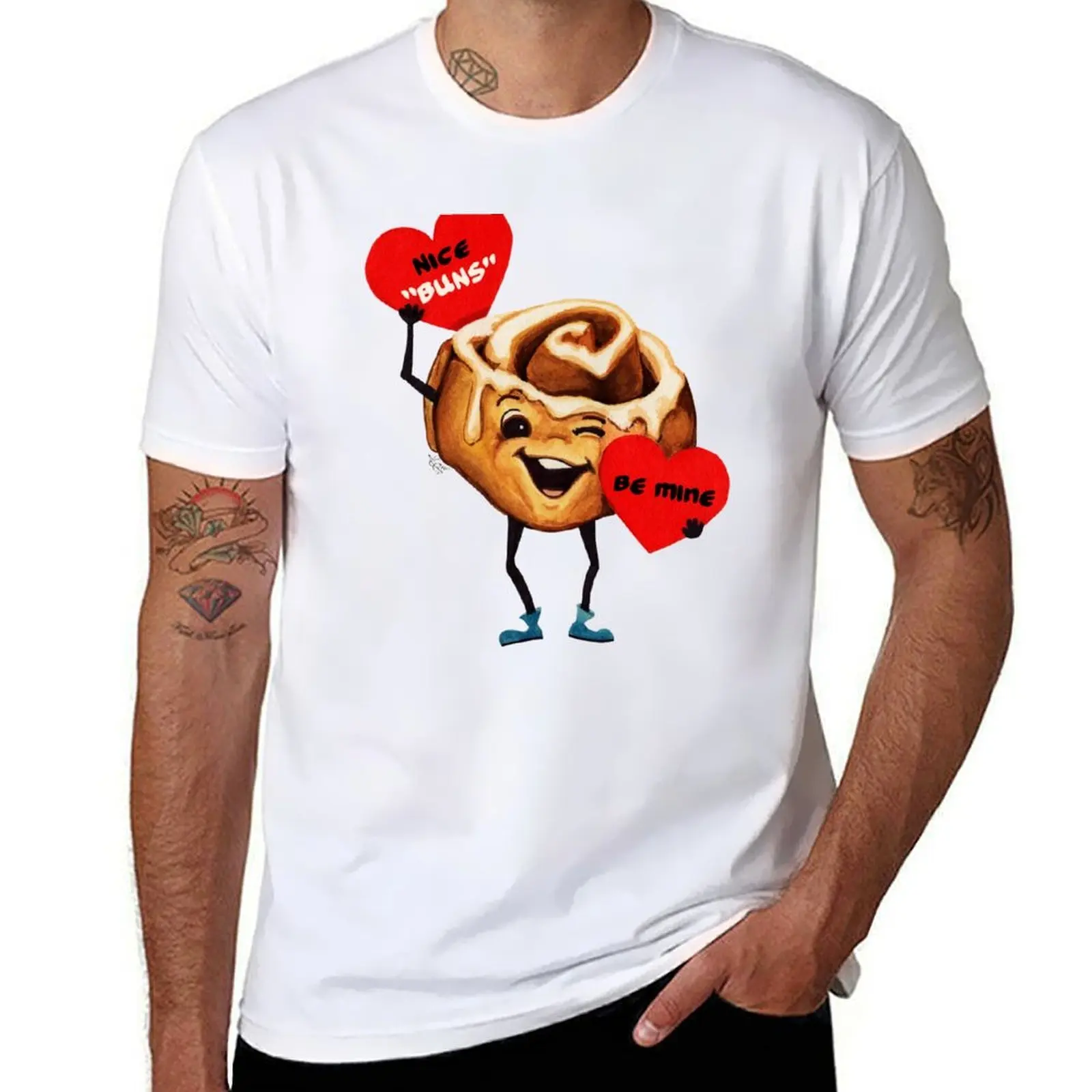 تي شيرت Cinnamon Bun Valentine تي شيرت مع قمصان مطبوعة للرجال تي شيرت كلاسيكي برسومات جرافيكية