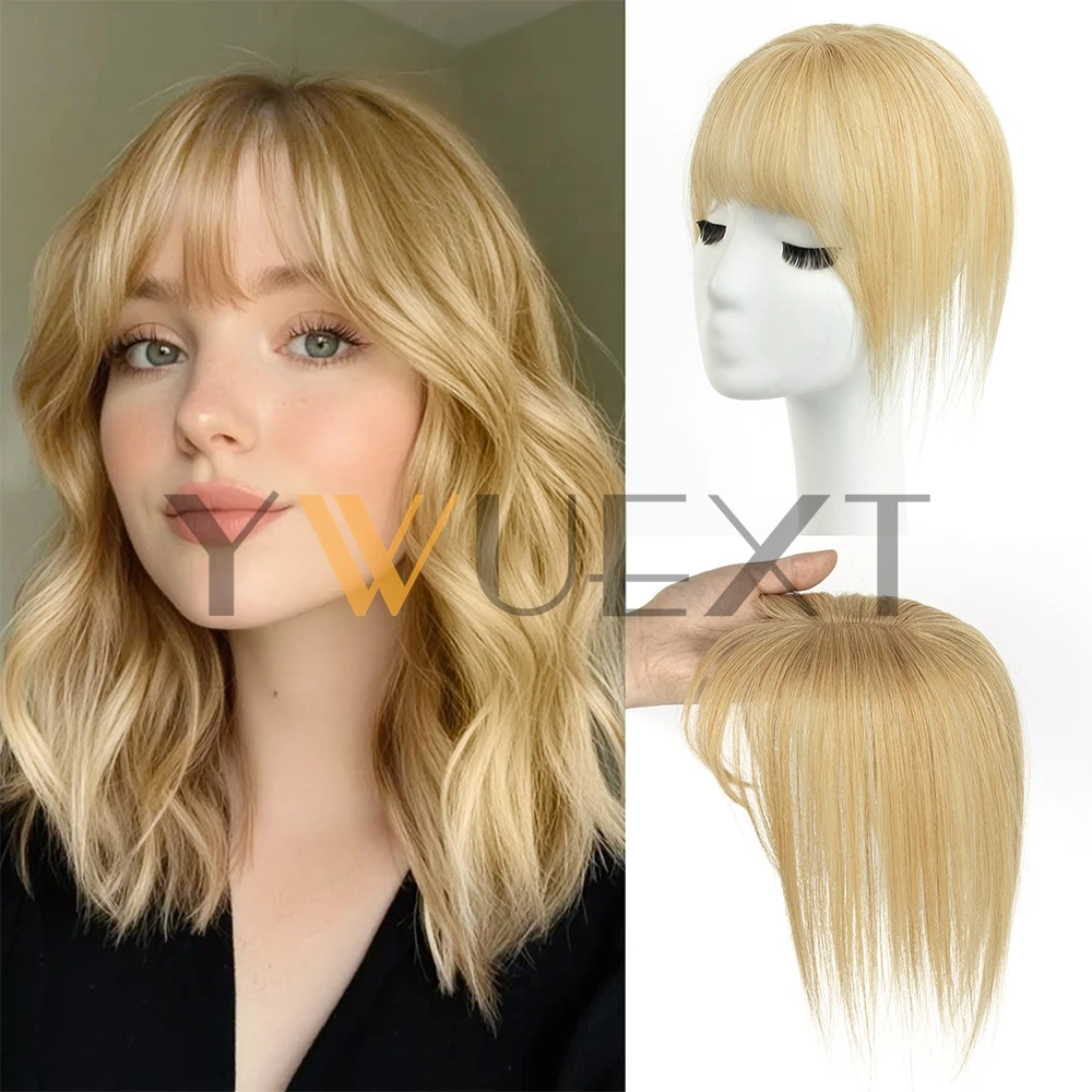 

5x9cm Human Hair Topper Hair Piece Top Base Middle Part with Bangs 7 colors Available for Women Hair Loss or Bangs HairStyle