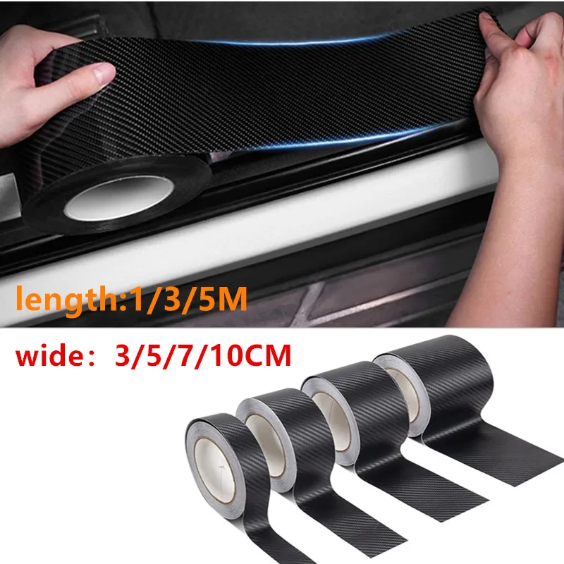 3D Nano Carbon Fiber Car Tape Black Car Door Edge Guards Side Mirror Anti-Scratch Collision Strip Waterproof Protector Film Tape