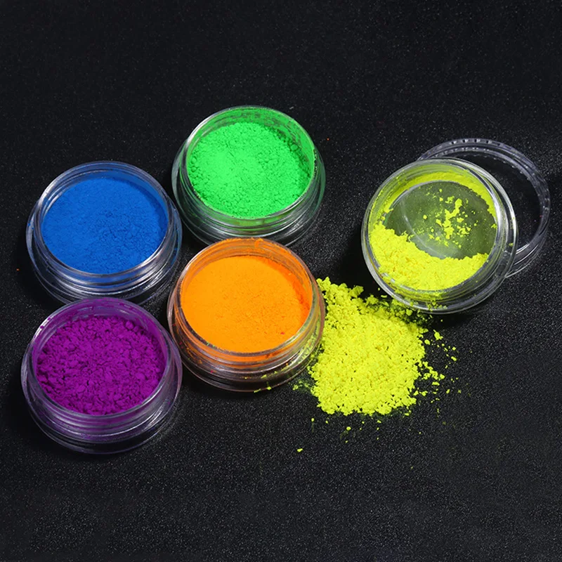 Nail Neon Pigment Powder Set Nails Glitter Fluorescent 6 Colors Nail Art Dipping Dust DIY Gel Polish Drawing Manicure Decoration