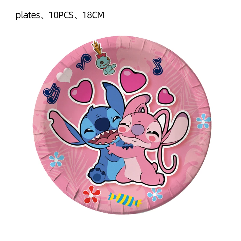 Disney Lilo and Stitch Pink Angel Baby Shower Disposable Cutlery Paper cups Plates Banners Tablecloths Birthday Party Decor