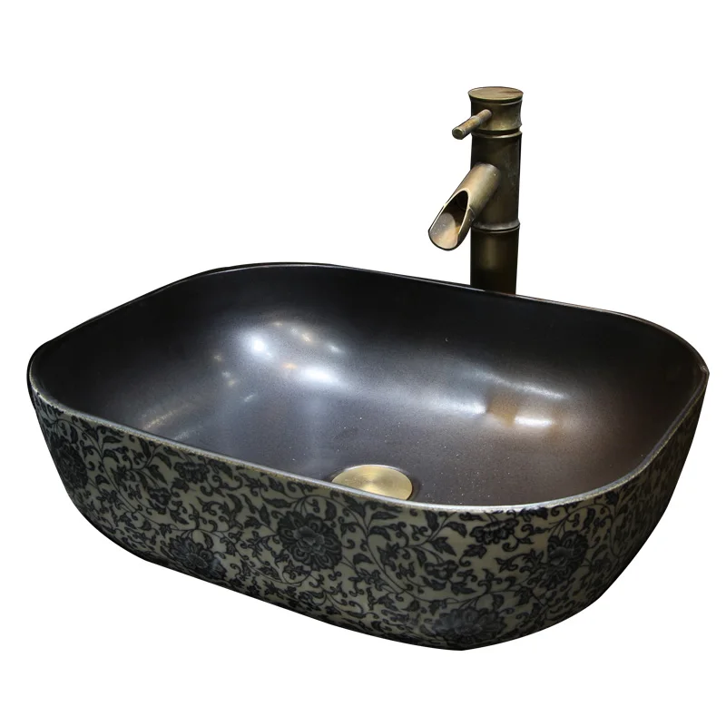 

blue and white table basin, ceramic square small wash basin, large antique wash basin.