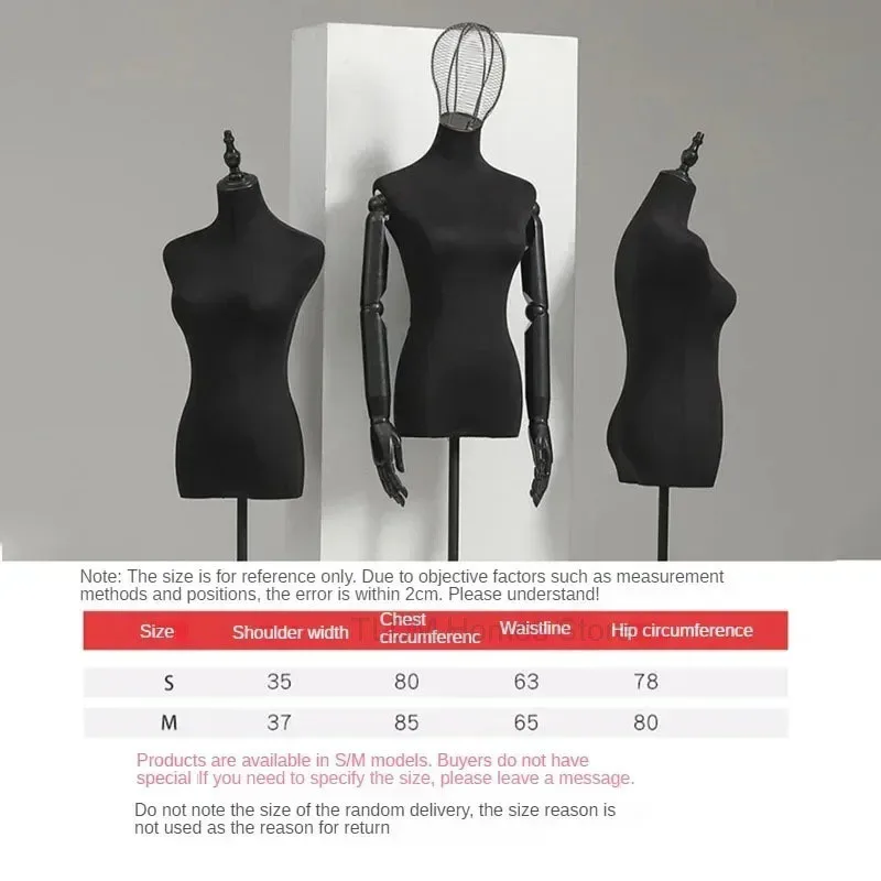 Black Cotton Mannequins Display Stand Dress Women's Clothing Store Mannequin Wedding Metal Base Stereoscopic Clothing Display