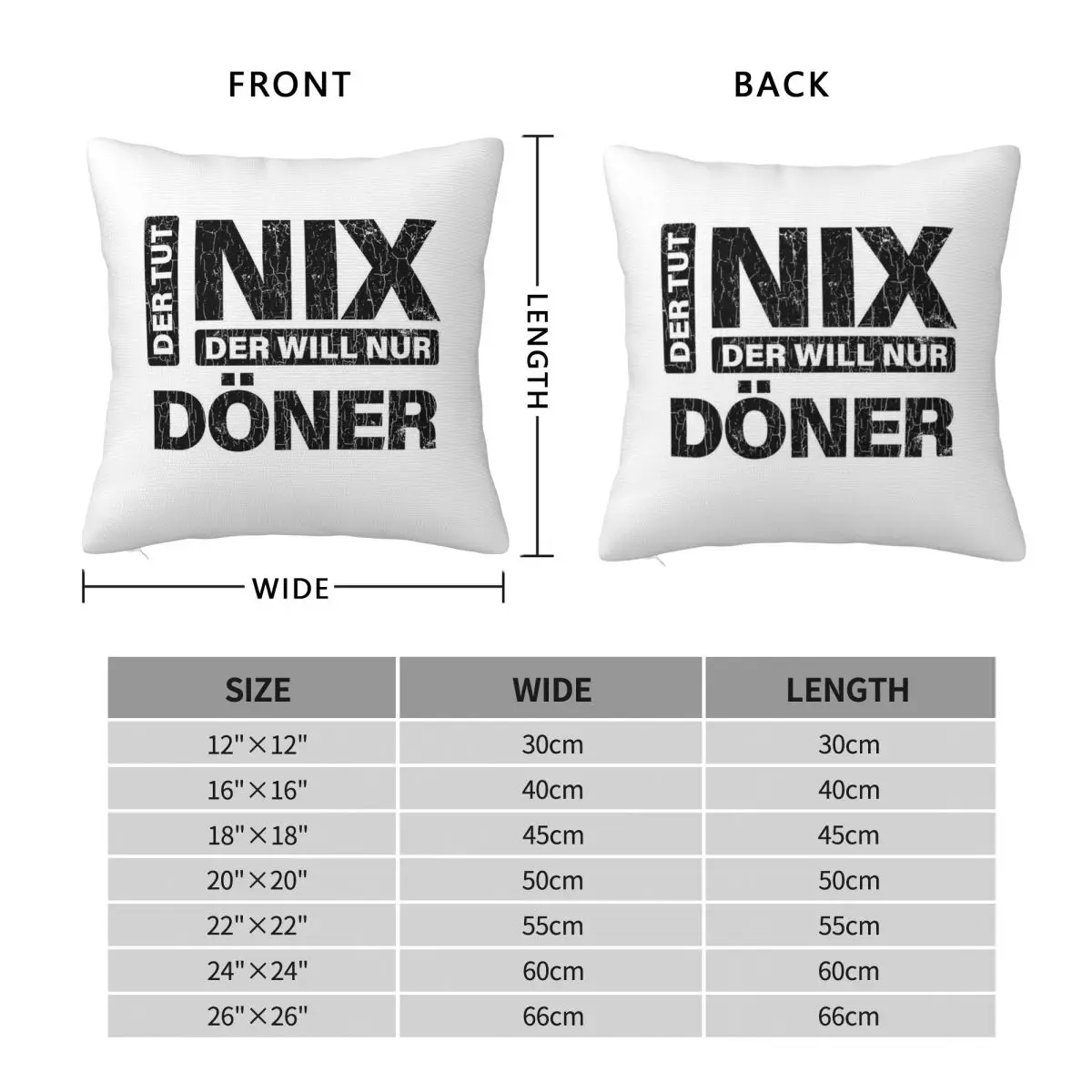 Der Tut Nix Der Will Nur Dﾶner Pillowcase Polyester Linen Velvet Pattern Zip Decor Pillow Case Room