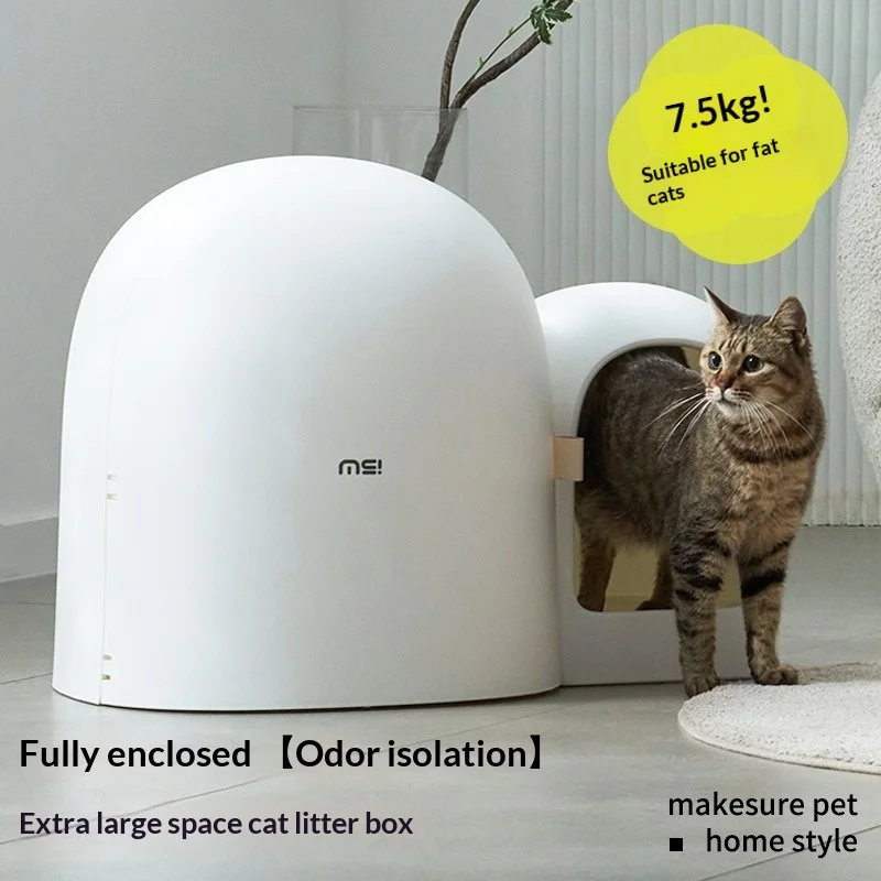 Caja de arena para gatos extra grande Mochi con túnel y control olores