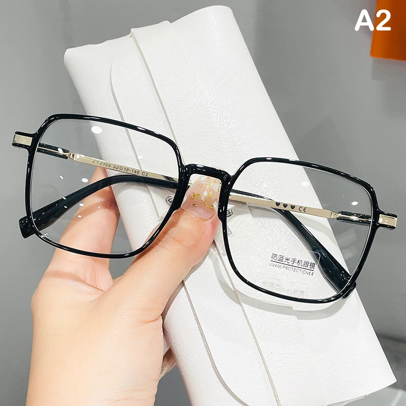 2023 Anti-blue Big Metal Eyeglasses Frame Women Men Clear Lens Glasses Fake Glasses Irregular Optical Glasses Frame