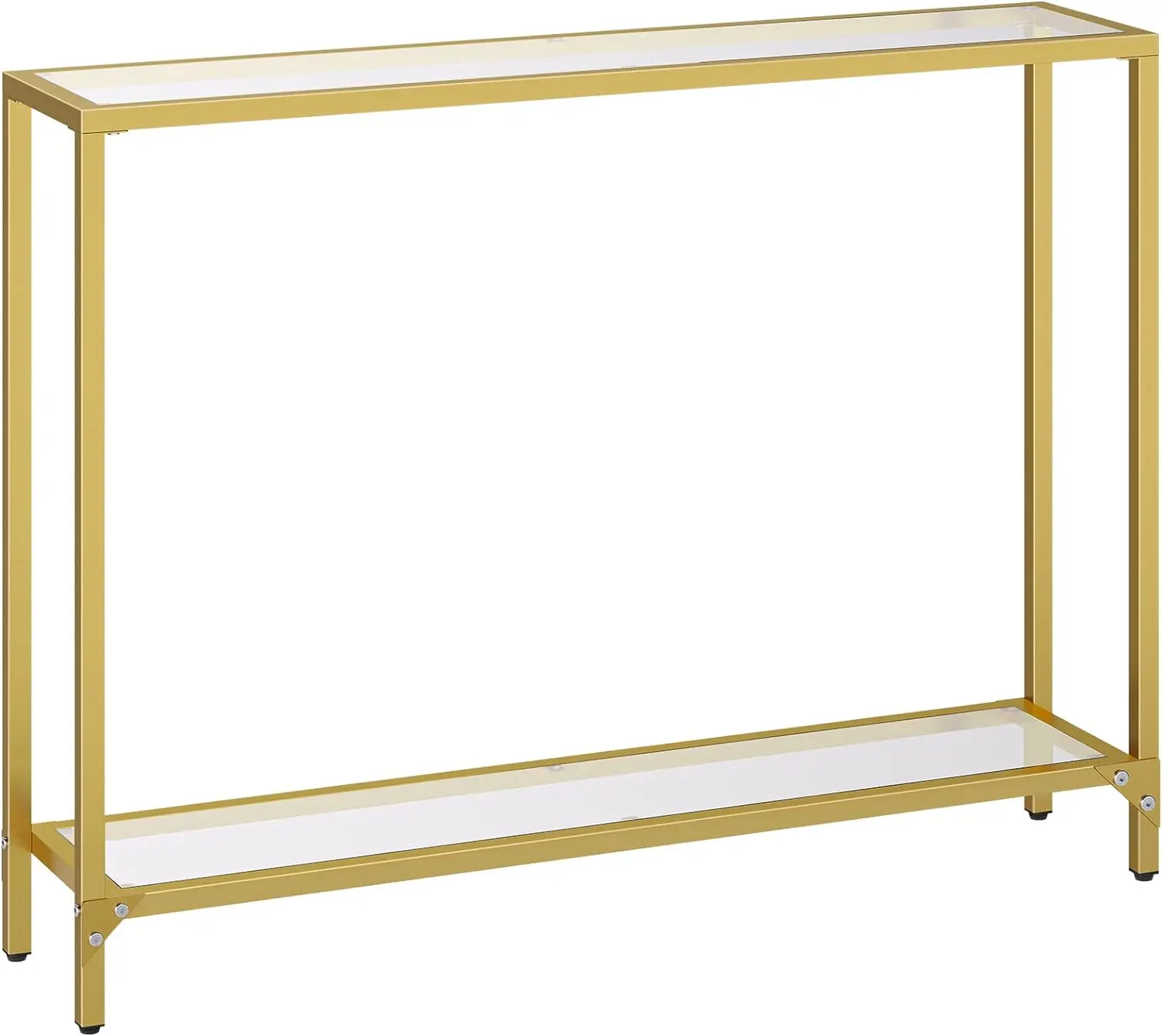 

39.4" Gold Console Table, Tempered Glass Sofa Table, Narrow Entryway Table, Metal Frame, Hallway, Living Room GD04XG01