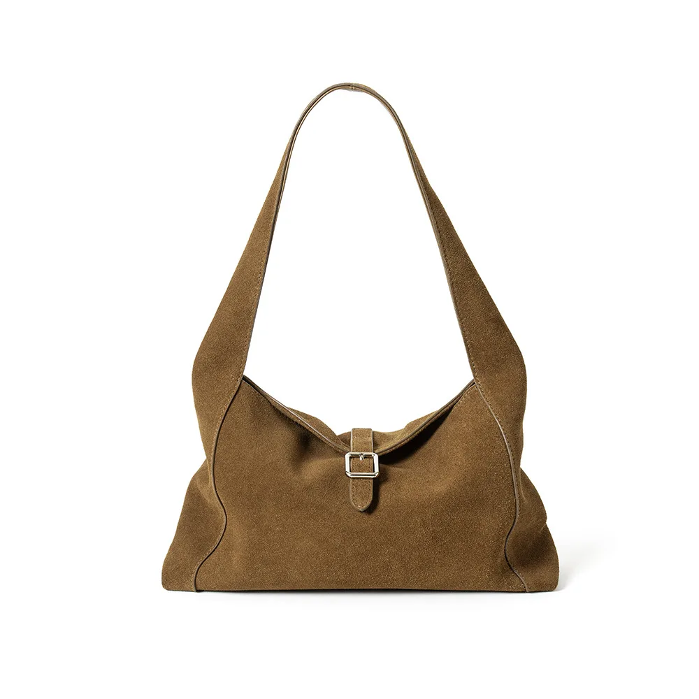 

New Suede Women's Armpit Tote Shoulder Bag Vintage Frosted Cowhide Large Capacity Niche Simple Fashion High Quality Daily Use