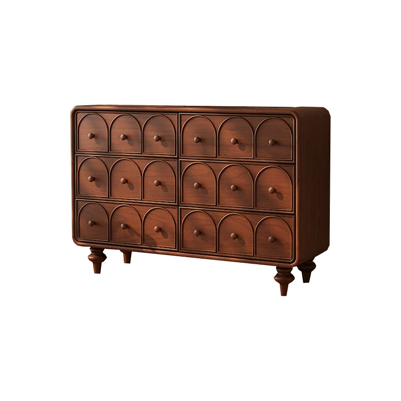 

French high-end solid wood chest, bedroom storage, bedside cabinet, retro bedside cabinet