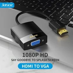 Jasoz Adapter HDMI do VGA 1080P HDMI męski do VGA żeński konwerter z ponad 3.5 Jack Audio kabel do Xbox PS4 PC projektor do laptopa Hot