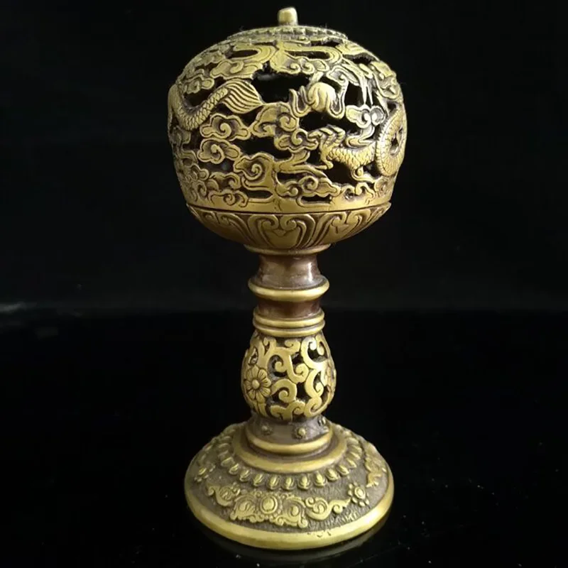 

Guyunzhai Old Brass Dragon Plug Incense Burner Home Living Room Decorations Antique Collection Bronze Copper Inc