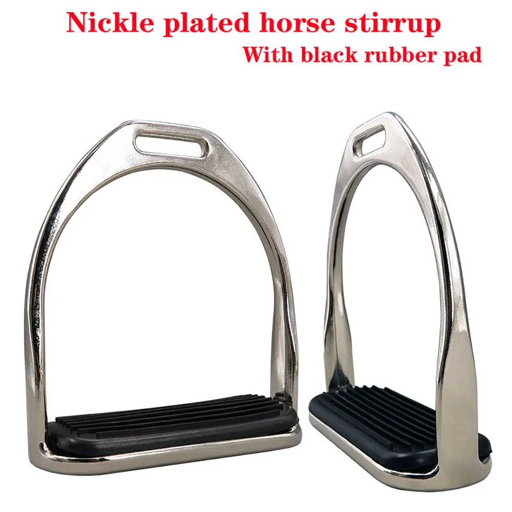 1 Pair Stainless Steel Non-slip Pad Horse Saddle Pedal Die-cast Paint Aluminum Stirrup Thickening Horse Riding Stirrup Equipment