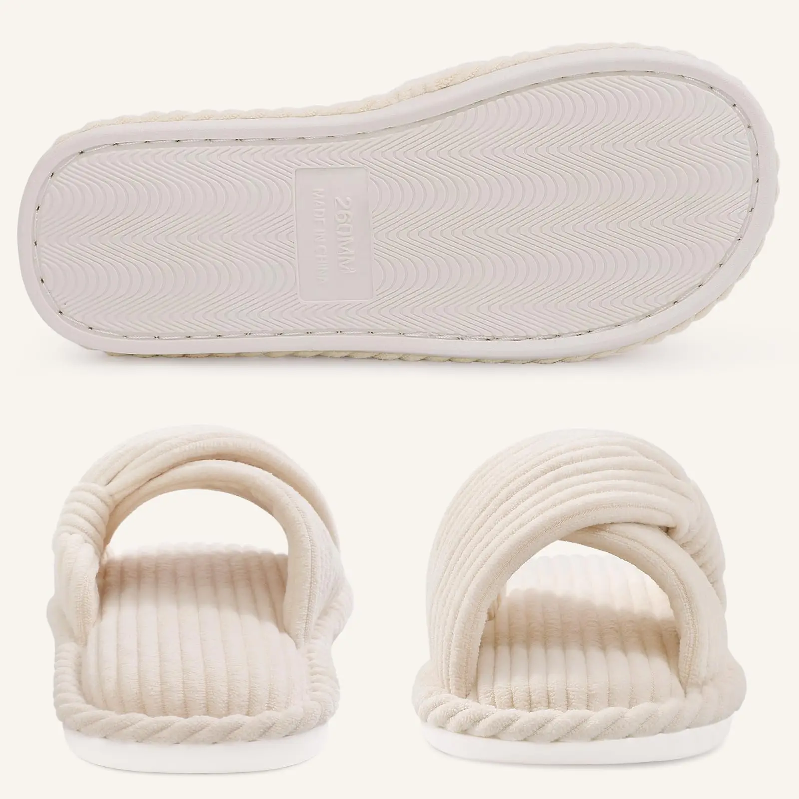 Evshine شبشب منزل مفتوح من الأمام للنساء للفصول الأربعة سروال قصير بفيونكة متقاطعة شرائح داخلية مريحة لذاكرة سيدة سهلة الارتداء في غرفة النوم #6