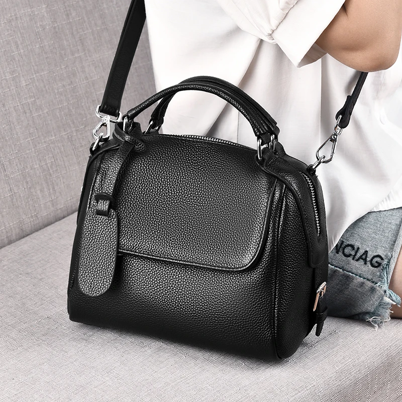Fashion Genuine Leather Crossbody Bag Women Top Grain Handmade Shoulder Purse Cowhide Ladies Tote Handbag For Casual Daily Gift