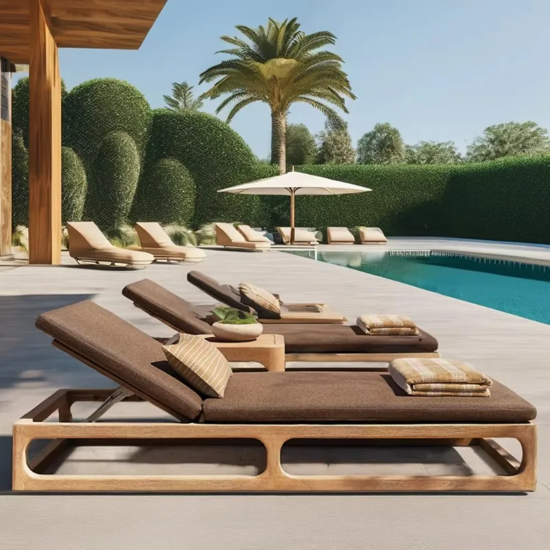 High quality sun beach loungers villa garden swimming pool fashion sunbeds