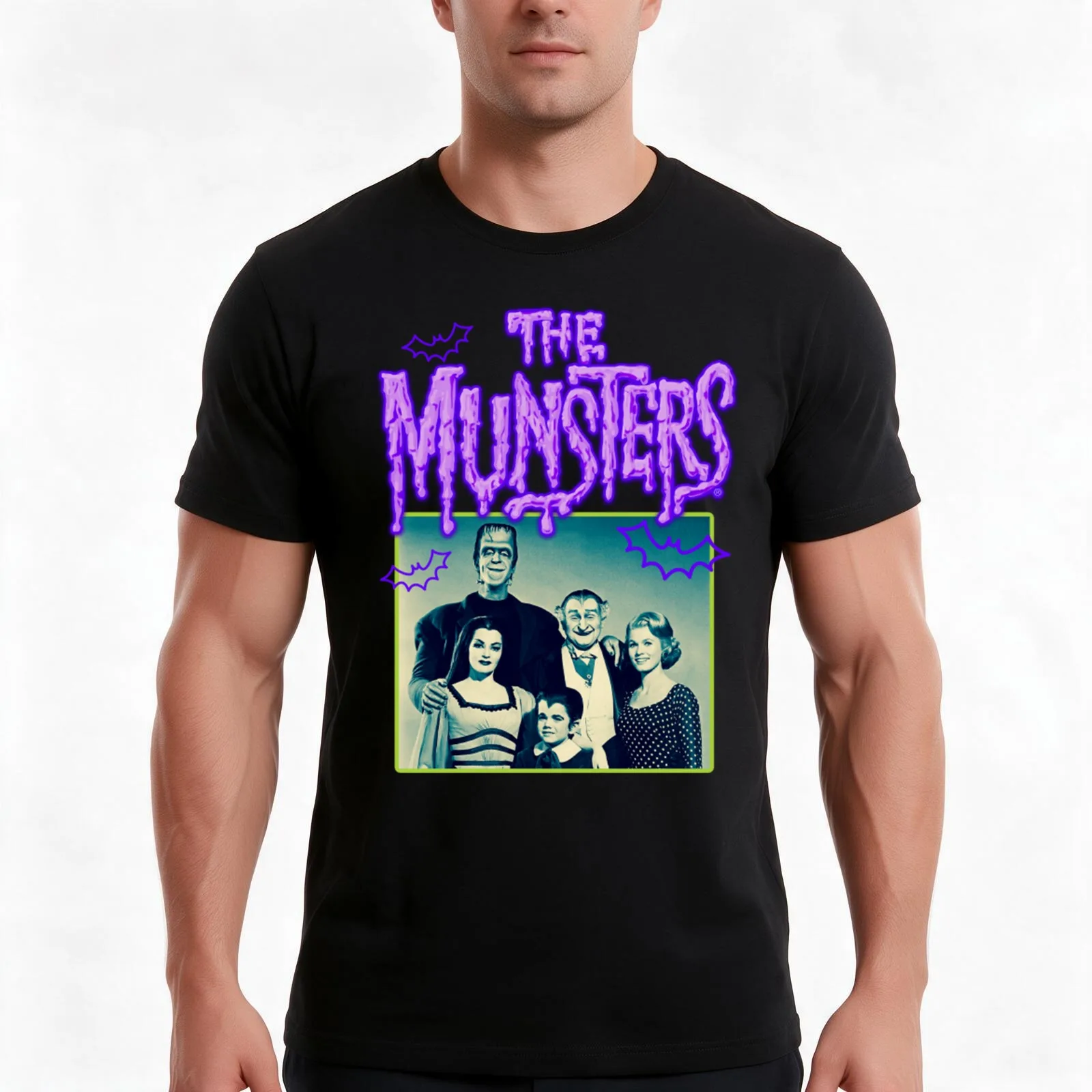 The Munster T-Shirt, Summer Casual Cotton Tee, Oversized Streetwear Tops, Vintage Graphic Print, Loose Fit Short Sleeve