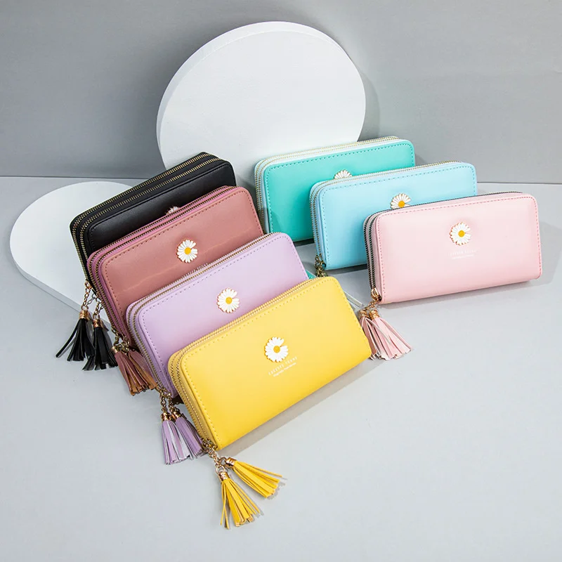 Women's Long Wallet New Double Zipper hand bag student small fresh wrist with double-layer high-capacity mobile phone bag