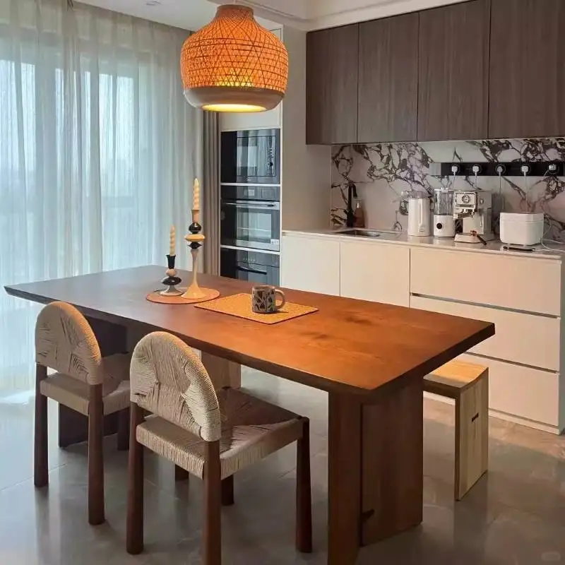 

Garden Brown Dining Table Designer Minimalist Modern Wood Dining Table Console Restaurant Nordic Mesa De Jantar Furniture Home