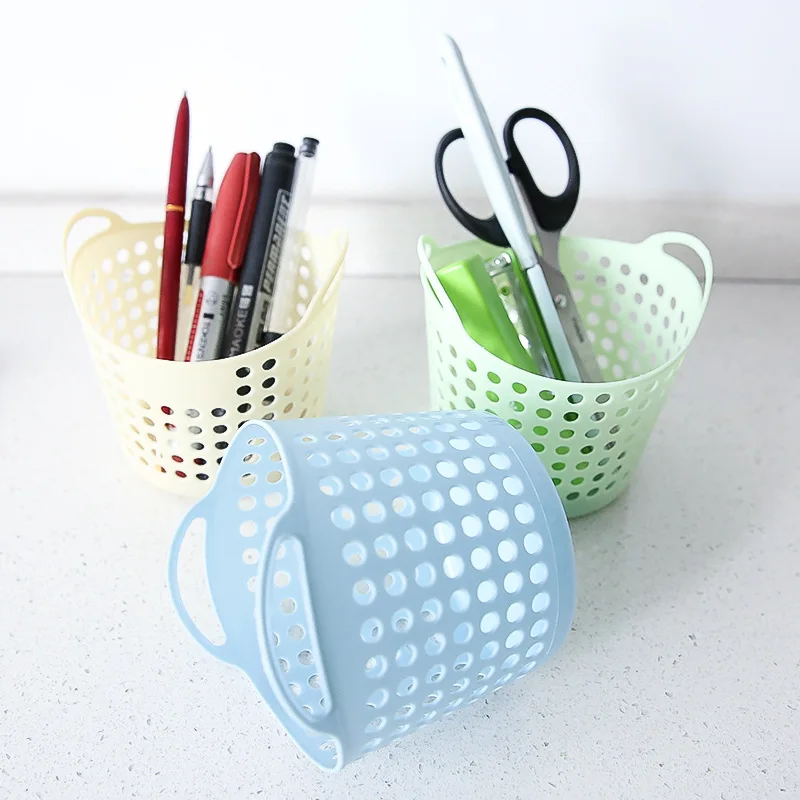 Portable Mini Plastic Stationery Cosmetic Desk Storage Basket Organizer Holder Desktop Office Storage Basket Kitchen Storage