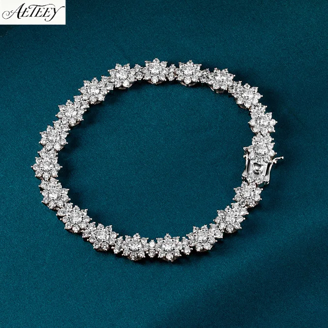 S925 Silver Sunflower Bracelet Full Paved Moissanite High-end Sparkly Women Wrist Jewelry