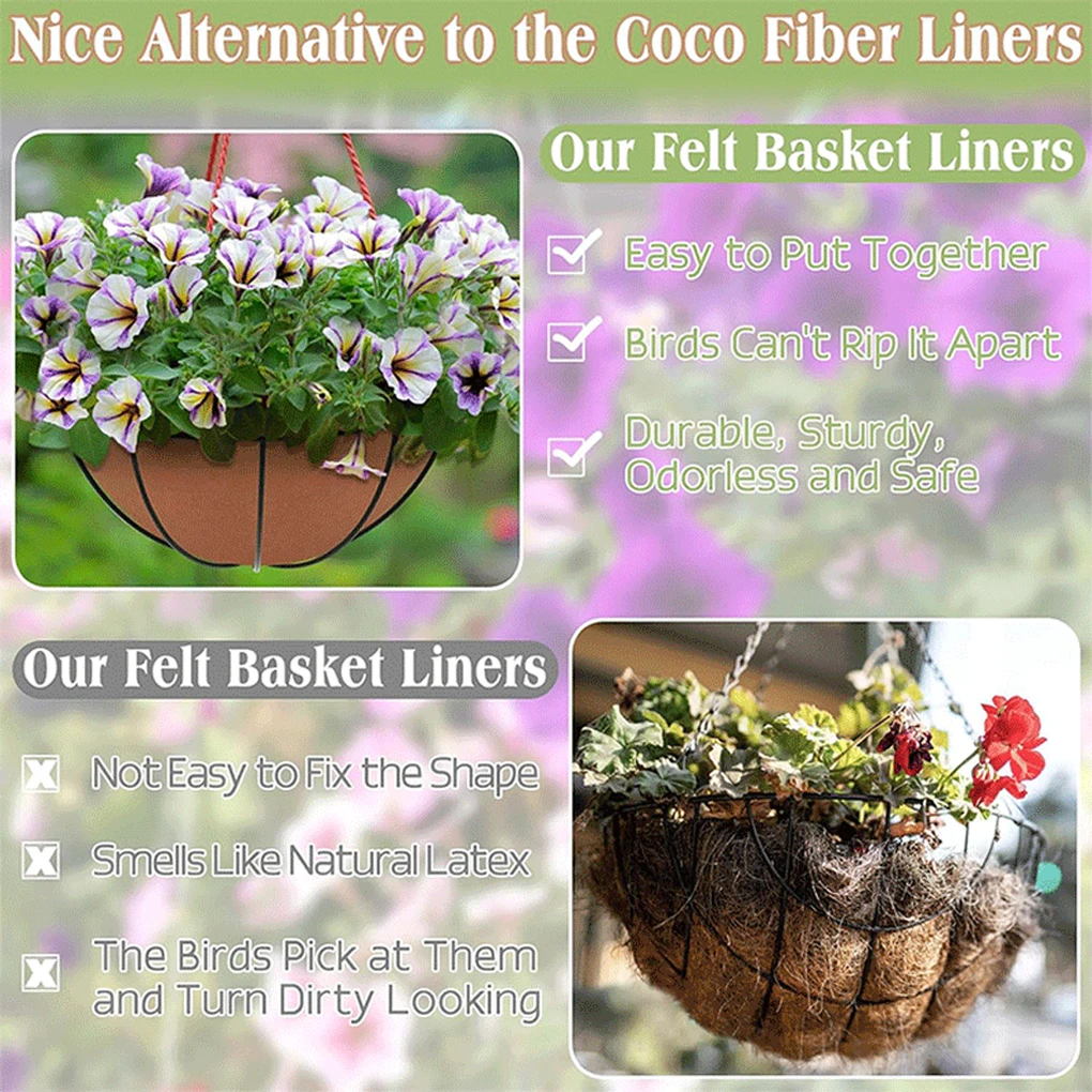 

3-piece set, basket liner, fabric pot, round fabric flower liner. drainage circulation, reusable, indoor and use.