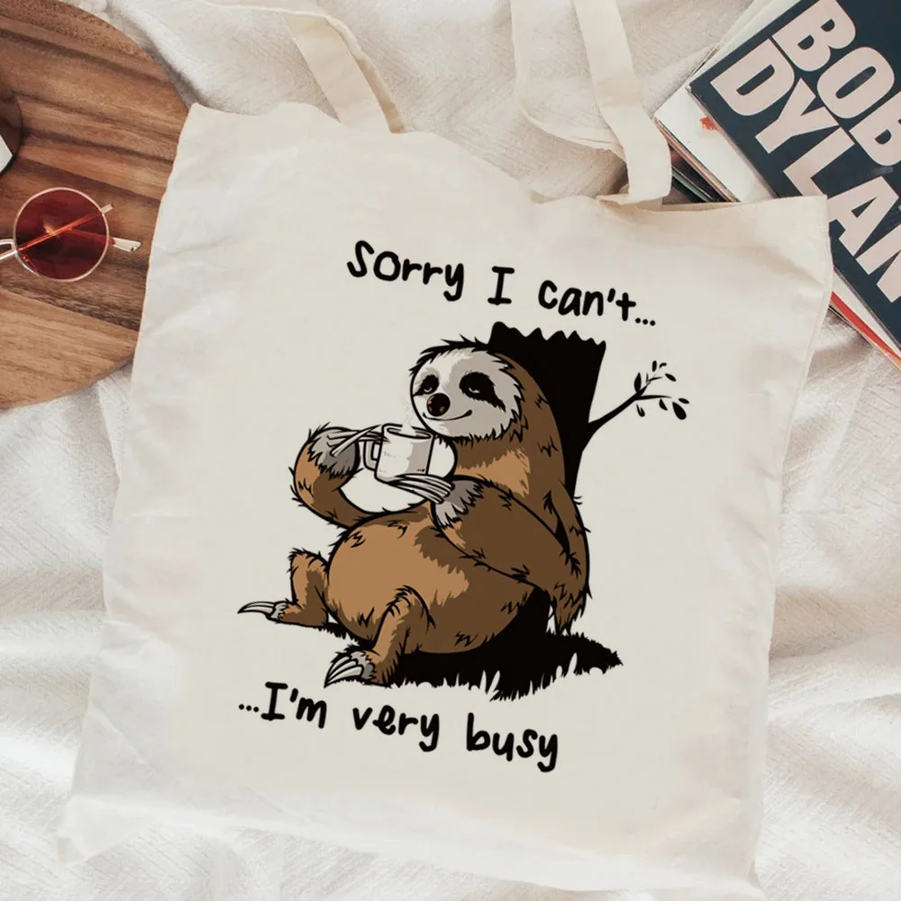 Sloth shopping bag recycle bag jute bag shopper canvas shopper reusable bag fabric shoping sac toile