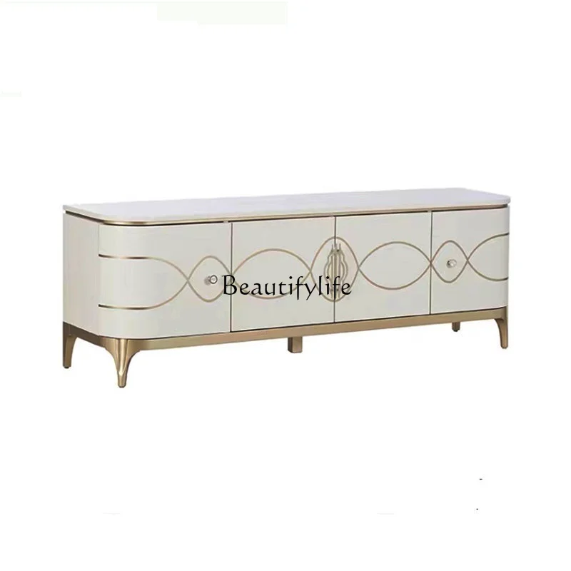

American living room TV cabinet, European solid wood storage floor cabinet