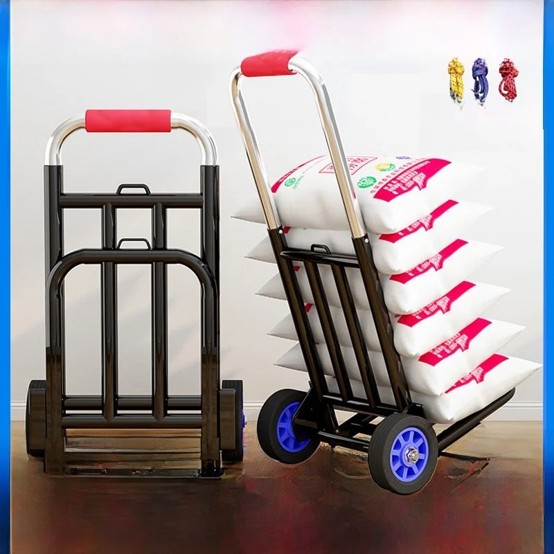 手引きカーゴカート-荷物積み重ね用-ショッピング用-野菜購入用-重量運搬用-小型手引きカート-小型押しカート