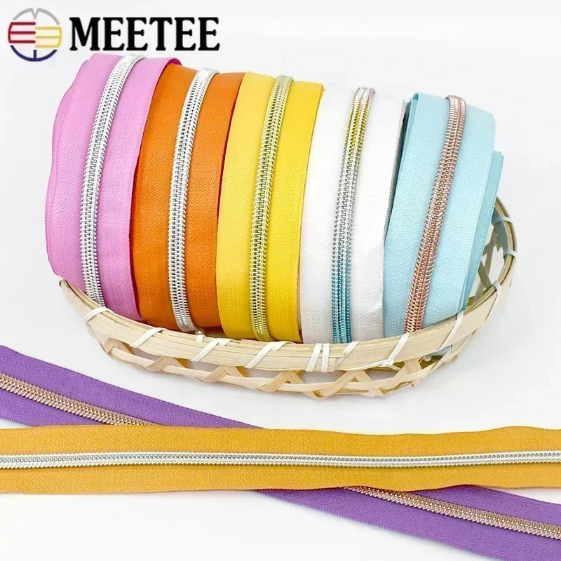 2/3/5/10M 5# Nylon Zippers Tape Colorful Coil Zipper for Sewing Bag Clothing Shoes Decorative Zips Repair Kit DIY Accessories
