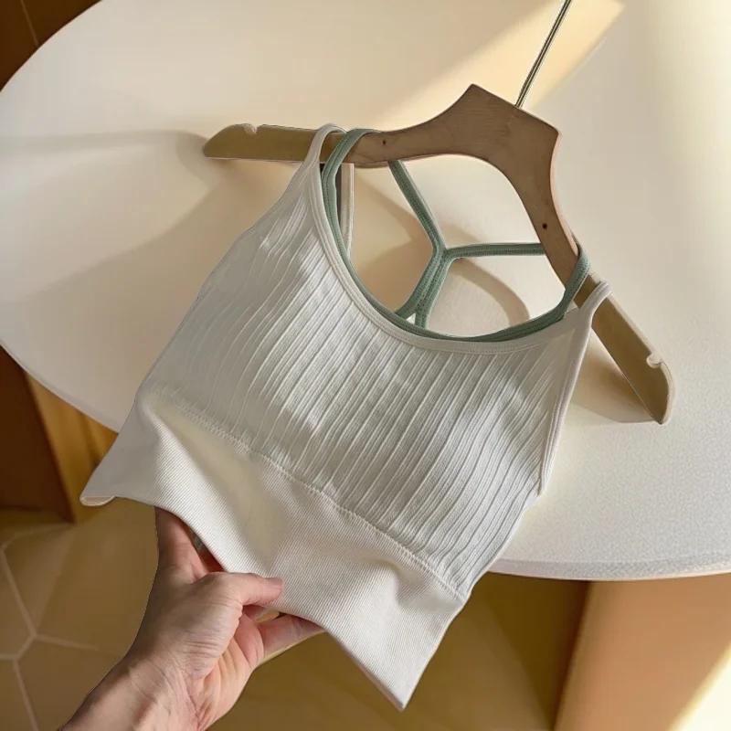 

Women's High-Impact Bounce Control Sports Bra - One-Piece Color Block, Built-in Fixed Cups U-Back for Yoga Gym