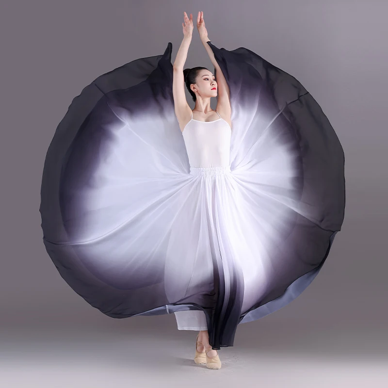 360-720 Degree Elegant Ballet Skirt Women Dance Practice Long Chiffon Skirt Modern Classical Dance Performance Costume Dancewear