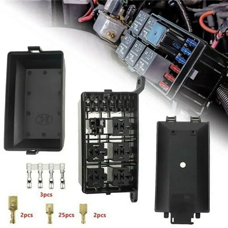 Authentic 5X Fuse-Relay Box 5-Fuse Holders 6 Relay Block Holders Fuse-Block 12V Fuse-Box Car