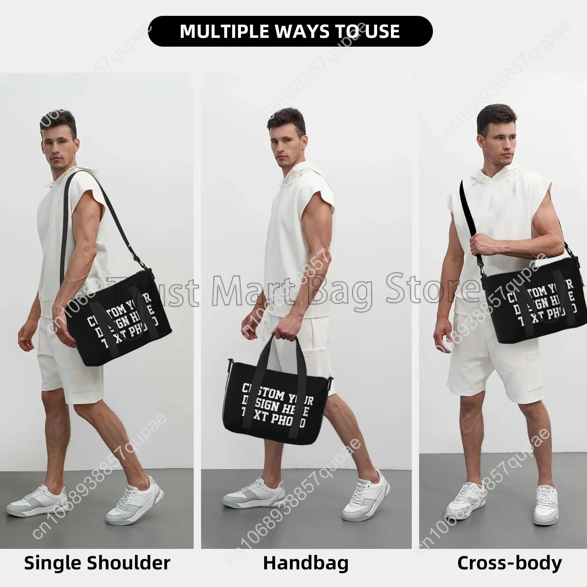 Custom Your Design Text Photo Print Duffle Bags Personalized Durable Weekender Overnight Bag for Women Men Travel Luggage Bag