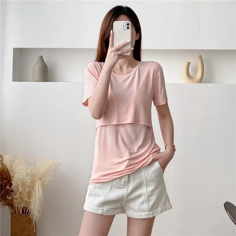 Maternity Top Modal Lactation Clothing Breastfeeding T- shirt Pregnancy Clothes For Pregnant Women