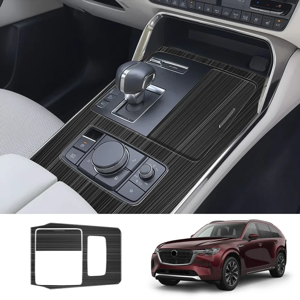 LHD For Mazda CX-90 CX 90 cx90 2024 2025 steel Console Gear Shift Cover Trim Window Switch Button Door Armrest Panel Trim Cover