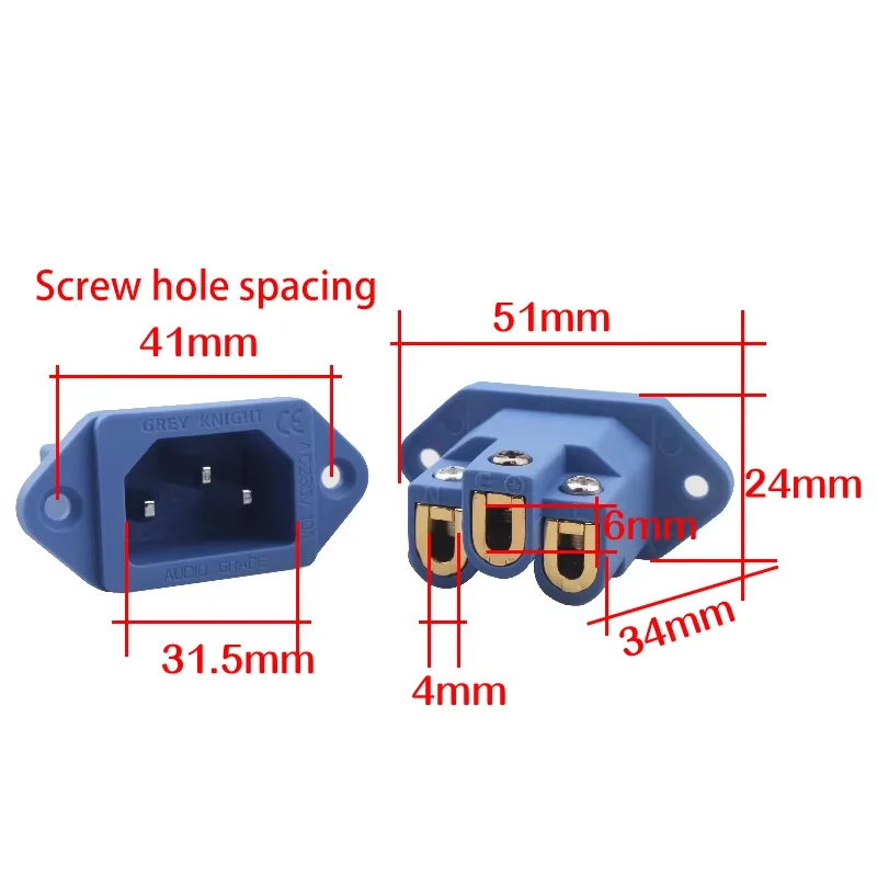 GREY KNIGHT HiFi welding-free power filter interface red copper gold-plated/rhodium-plated machine tailstock power