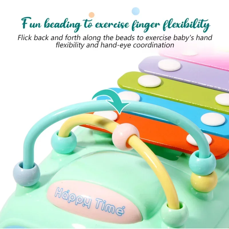 Ônibus instrumento musical montessori brinquedos multifuncionais blocos de construção das crianças em torno das contas jogo educativo mão-roscado